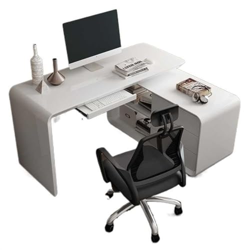 ZCSO Eckschreibtisch, Mehrzweck-Computertisch, Weiß, Ecktisch mit Bücherregal und drehbarer Schublade, Bürotisch mit Tastaturablage, Schlafzimmertisch von ZCSO
