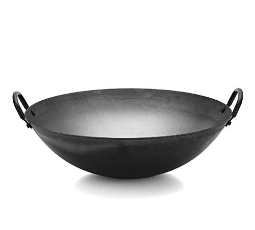ZCXBHD Wok-Pfanne Cast Iron/Cooking Wok - Unbeschichtete Pfanne Professional Large Wok - Für Alle Herdarten Inkl. Induktion/Keramik-Beschichtung,40cm von ZCXBHD