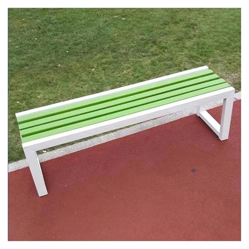 ZCXMNL Bank Ohne Rückenlehne for Den Garten, Gartenbänke Aus Metall Und Holz, Rückenfreie, Widerstandsfähige Parkbänke, Außenbank, Wetterfest, for Rasen, Park(Light Green White,120x40x45cm) von ZCXMNL