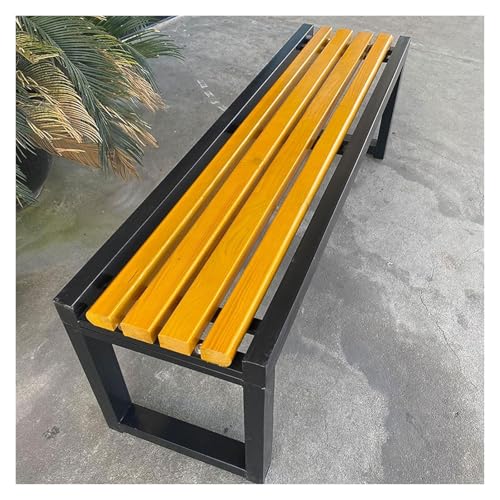 ZCXMNL Bank Ohne Rückenlehne for Den Garten, Gartenbänke Aus Metall Und Holz, Rückenfreie, Widerstandsfähige Parkbänke, Außenbank, Wetterfest, for Rasen, Park(Yellow Black,150x40x45cm) von ZCXMNL