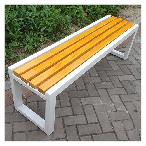 ZCXMNL Bank Ohne Rückenlehne for Den Garten, Gartenbänke Aus Metall Und Holz, Rückenfreie, Widerstandsfähige Parkbänke, Außenbank, Wetterfest, for Rasen, Park(Yellow White,100x40x45cm) von ZCXMNL