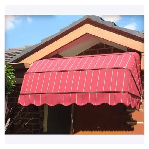 ZCXMNL Französische, Gebogene, Einziehbare Markise, Manuell Faltbares Vordach, Teleskopisch Zusammenklappbar, Dekorativer Sunbrella-Regenschutz for Fenster Und Türen(Red,0.8x0.6x0.6m) von ZCXMNL