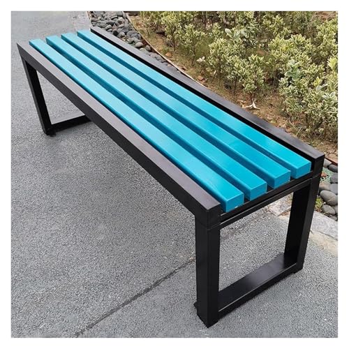 ZCXMNL Gartenbank Aus Holz, 2-3-Sitzer, Bank Aus 100% Akazienholz, Wetterbeständig, Oberfläche Mit Öl Vorbehandelt, Sitzstühle for Veranda, Terrasse Und Park(Black Blue,120x40x45cm) von ZCXMNL