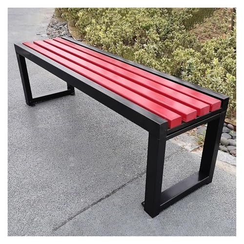 ZCXMNL Gartenbank Aus Holz, 2-3-Sitzer, Bank Aus 100% Akazienholz, Wetterbeständig, Oberfläche Mit Öl Vorbehandelt, Sitzstühle for Veranda, Terrasse Und Park(Black Red,100x40x45cm) von ZCXMNL