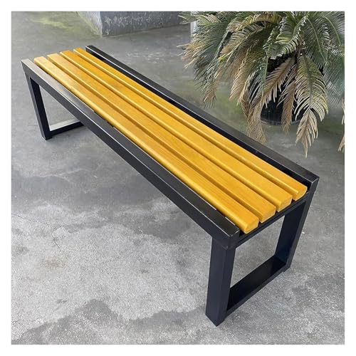 ZCXMNL Gartenbank Aus Holz, 2-3-Sitzer, Bank Aus 100% Akazienholz, Wetterbeständig, Oberfläche Mit Öl Vorbehandelt, Sitzstühle for Veranda, Terrasse Und Park(Black Yellow,150x40x45cm) von ZCXMNL