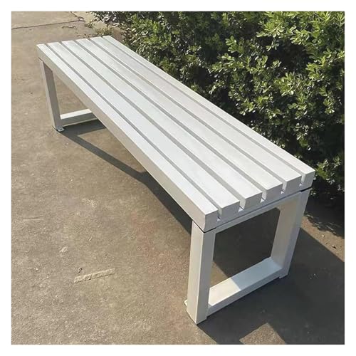 ZCXMNL Gartenbank Aus Holz, 2-3-Sitzer, Bank Aus 100% Akazienholz, Wetterbeständig, Oberfläche Mit Öl Vorbehandelt, Sitzstühle for Veranda, Terrasse Und Park(White,150x40x45cm) von ZCXMNL