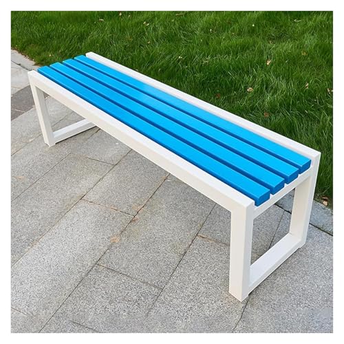 ZCXMNL Gartenbank Aus Holz, 2-3-Sitzer, Bank Aus 100% Akazienholz, Wetterbeständig, Oberfläche Mit Öl Vorbehandelt, Sitzstühle for Veranda, Terrasse Und Park(White Blue,100x40x45cm) von ZCXMNL