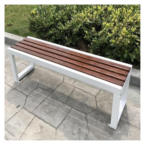 ZCXMNL Gartenbank Aus Holz, 2-3-Sitzer, Bank Aus 100% Akazienholz, Wetterbeständig, Oberfläche Mit Öl Vorbehandelt, Sitzstühle for Veranda, Terrasse Und Park(White Brown,150x40x45cm) von ZCXMNL