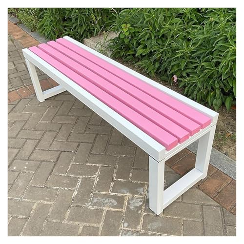 ZCXMNL Gartenbank Aus Holz, 2-3-Sitzer, Bank Aus 100% Akazienholz, Wetterbeständig, Oberfläche Mit Öl Vorbehandelt, Sitzstühle for Veranda, Terrasse Und Park(White Pink,150x40x45cm) von ZCXMNL