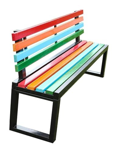 ZCXMNL Gartenbank – Gartenmöbel Pulverbeschichteter Stahl & Holzlatten – Outdoor-Bank 350kg Tragkraft – Outdoor-Möbel Wetterbeständig(Color A,100x40x80cm) von ZCXMNL