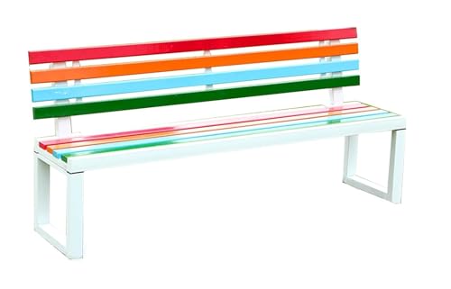 ZCXMNL Gartenbank – Gartenmöbel Pulverbeschichteter Stahl & Holzlatten – Outdoor-Bank 350kg Tragkraft – Outdoor-Möbel Wetterbeständig(Color B,150x40x85cm) von ZCXMNL