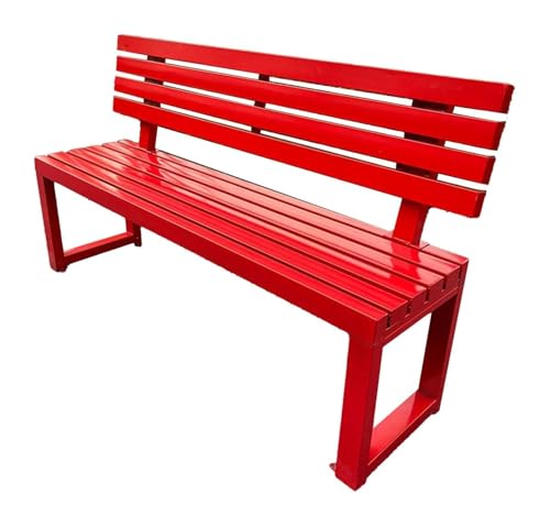 ZCXMNL Gartenbank – Gartenmöbel Pulverbeschichteter Stahl & Holzlatten – Outdoor-Bank 350kg Tragkraft – Outdoor-Möbel Wetterbeständig(Red,150x40x80cm) von ZCXMNL