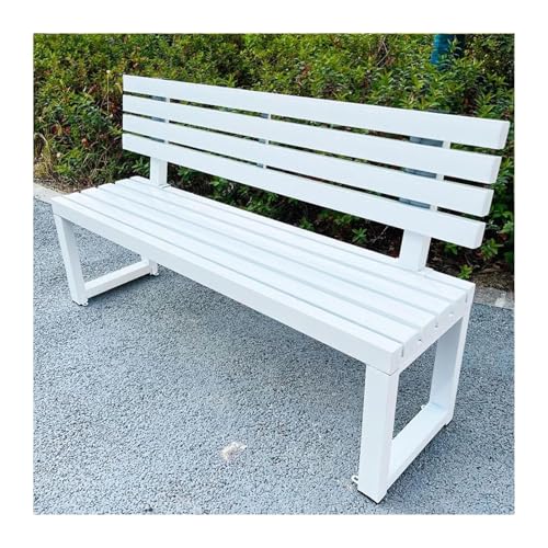 ZCXMNL Gartenbank – Gartenmöbel Pulverbeschichteter Stahl & Holzlatten – Outdoor-Bank 350kg Tragkraft – Outdoor-Möbel Wetterbeständig(White,150x40x85cm) von ZCXMNL