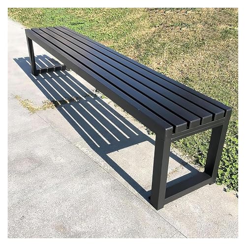 ZCXMNL Gartenbank for Den Außenbereich, Parkbank Aus Metall, Sitzfläche Aus Massivholzlatten Und Verzinktem Rahmen, for Sitzmöbel Im Garten, Veranda, Rasen, Balkon, Hinterhof(Black,120x40x45cm) von ZCXMNL