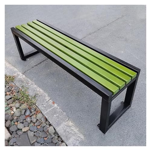 ZCXMNL Gartenbank for Den Außenbereich, Parkbank Aus Metall, Sitzfläche Aus Massivholzlatten Und Verzinktem Rahmen, for Sitzmöbel Im Garten, Veranda, Rasen, Balkon, Hinterhof(Black Green,120x40x45cm) von ZCXMNL