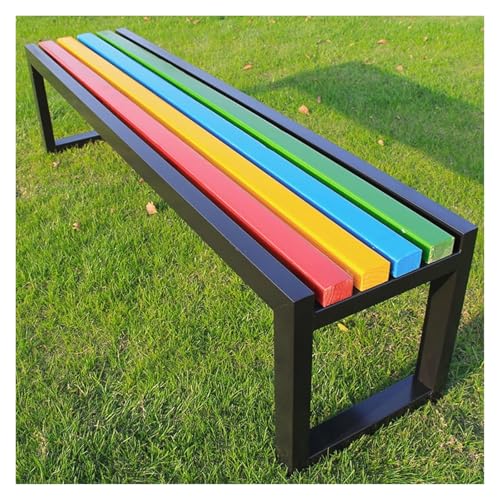 ZCXMNL Gartenbank for Den Außenbereich, Parkbank Aus Metall, Sitzfläche Aus Massivholzlatten Und Verzinktem Rahmen, for Sitzmöbel Im Garten, Veranda, Rasen, Balkon, Hinterhof(Black Color,100x40x45cm) von ZCXMNL