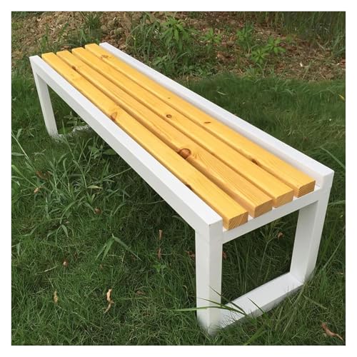 ZCXMNL Gartenbank for Den Außenbereich, Parkbank Aus Metall, Sitzfläche Aus Massivholzlatten Und Verzinktem Rahmen, for Sitzmöbel Im Garten, Veranda, Rasen, Balkon, Hinterhof(White Wood,100x40x45cm) von ZCXMNL