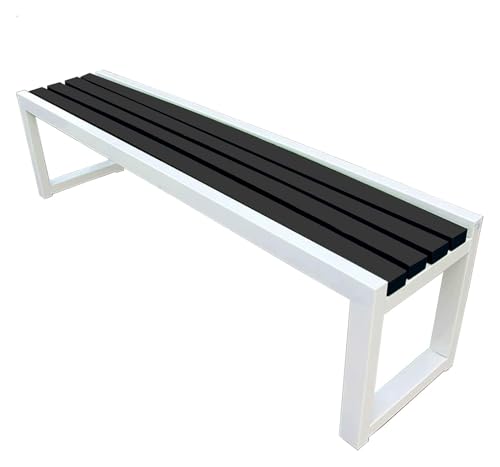 ZCXMNL Gartenbank for Den Außenbereich, Parkbank Aus Metall, Sitzfläche Aus Massivholzlatten Und Verzinktem Rahmen, for Sitzmöbel Im Garten, Veranda, Rasen, Balkon, Hinterhof(White Black,150x40x45cm) von ZCXMNL