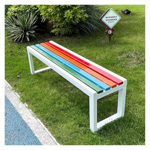ZCXMNL Gartenbank for Den Außenbereich, Parkbank Aus Metall, Sitzfläche Aus Massivholzlatten Und Verzinktem Rahmen, for Sitzmöbel Im Garten, Veranda, Rasen, Balkon, Hinterhof(White Color,100x40x45cm) von ZCXMNL