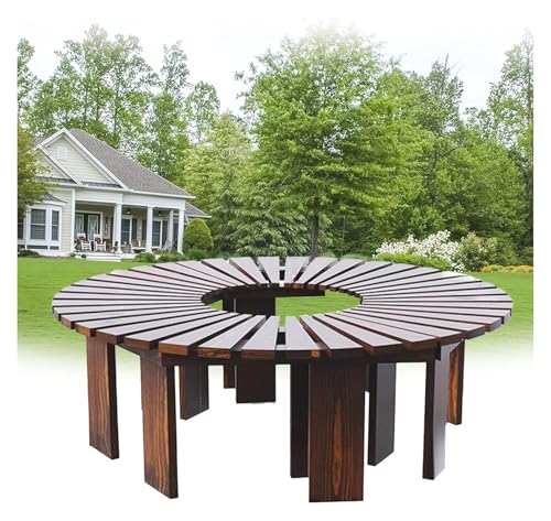ZCXMNL Halbrunde Gartenbank, Elegante Gartenmöbel Aus Holz Aus Strapazierfähigem Kiefernholz, Sitzbank for Den Außenbereich(Brown x2) von ZCXMNL