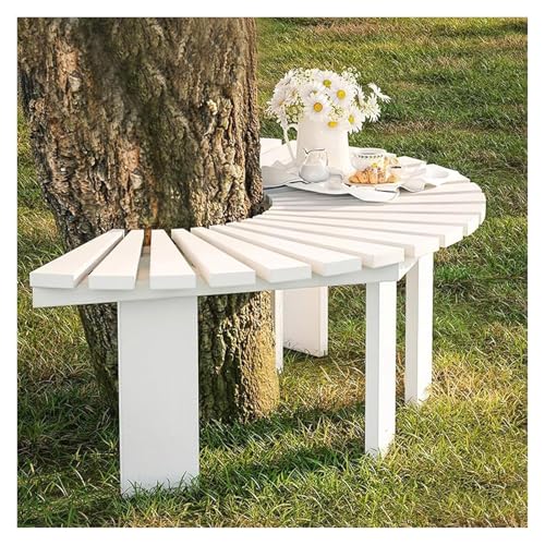 ZCXMNL Halbrunde Gartenbank, Elegante Gartenmöbel Aus Holz Aus Strapazierfähigem Kiefernholz, Sitzbank for Den Außenbereich(White) von ZCXMNL
