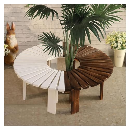 ZCXMNL Halbrunde Gartenbank, Elegante Gartenmöbel Aus Holz Aus Strapazierfähigem Kiefernholz, Sitzbank for Den Außenbereich(White Brown) von ZCXMNL