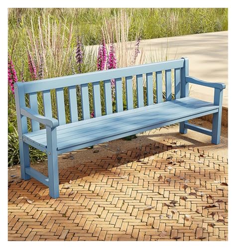 ZCXMNL Möbel Gartenbank Outdoor Holz 100% Massivholz Extra Dicke Kronenbank Balkon Terrassenmöbel(Blue,120x45x80cm) von ZCXMNL