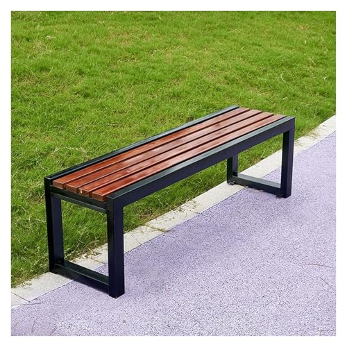 ZCXMNL Möbel Gartenbank Outdoor Holz 100% Massivholz Extra Dicke Kronenbank Balkon Terrassenmöbel(Brown Black,150x40x45cm) von ZCXMNL