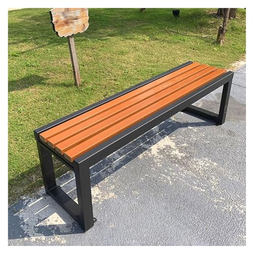 ZCXMNL Möbel Gartenbank Outdoor Holz 100% Massivholz Extra Dicke Kronenbank Balkon Terrassenmöbel(Orange Black,150x40x45cm) von ZCXMNL