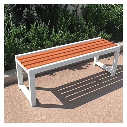 ZCXMNL Möbel Gartenbank Outdoor Holz 100% Massivholz Extra Dicke Kronenbank Balkon Terrassenmöbel(Orange White,100x40x45cm) von ZCXMNL