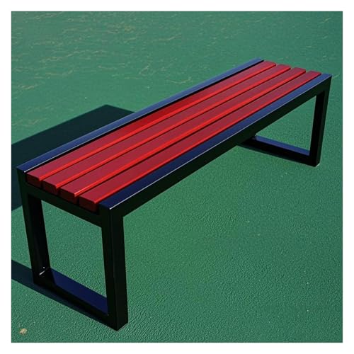 ZCXMNL Möbel Gartenbank Outdoor Holz 100% Massivholz Extra Dicke Kronenbank Balkon Terrassenmöbel(Red Black,120x40x45cm) von ZCXMNL