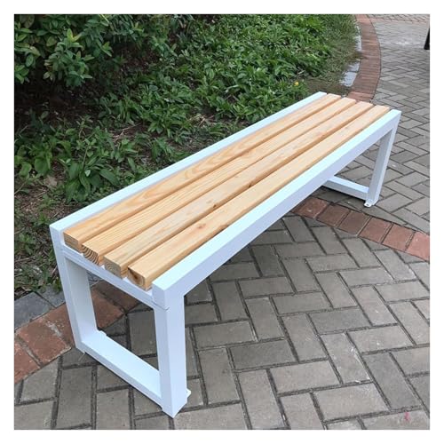 ZCXMNL Möbel Gartenbank Outdoor Holz 100% Massivholz Extra Dicke Kronenbank Balkon Terrassenmöbel(Wood White,150x40x45cm) von ZCXMNL