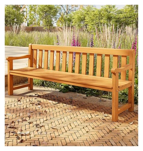 ZCXMNL Möbel Gartenbank Outdoor Holz 100% Massivholz Extra Dicke Kronenbank Balkon Terrassenmöbel(Yellow,120x45x80cm) von ZCXMNL