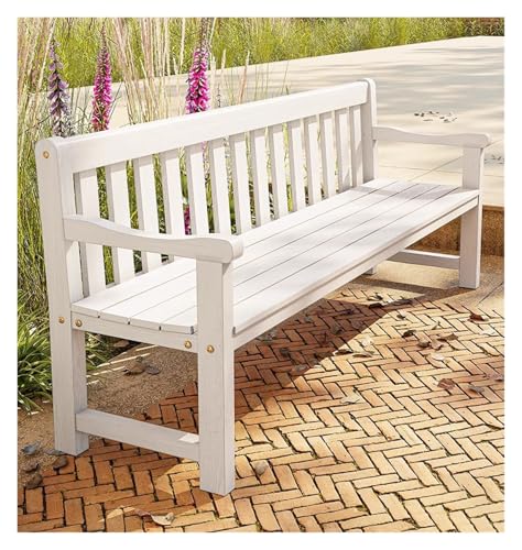 ZCXMNL Möbel Gartenbank Outdoor Holz Extra Dicke Oxford Bank Balkon Terrassenmöbel 100% Massivholz Teak Bänke for Parks & Garten(White,120x45x80cm) von ZCXMNL