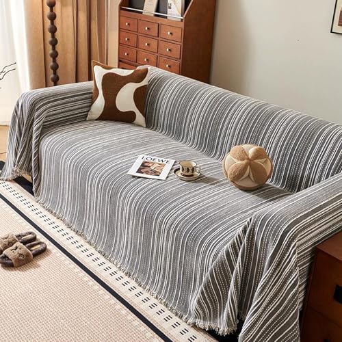 A/B-Seite Sofa üBerwurf Decke Chenille-Sofabezug FüR 1 2 3 4-Sitzer L U Form Couch üBerwurfe Mehrzweck Sofa üBerzug MöBel Decken FüR Schlafsofa/Strand Decke/Hund Katze Krabbeln(180X130cm,Grey) von ZCXRYFL