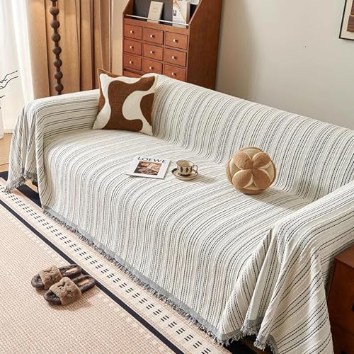 A/B-Seite Sofa üBerwurf Decke Chenille-Sofabezug FüR 1 2 3 4-Sitzer L U Form Couch üBerwurfe Mehrzweck Sofa üBerzug MöBel Decken FüR Schlafsofa/Strand Decke/Hund Katze Krabbeln(180X300cm,White) von ZCXRYFL