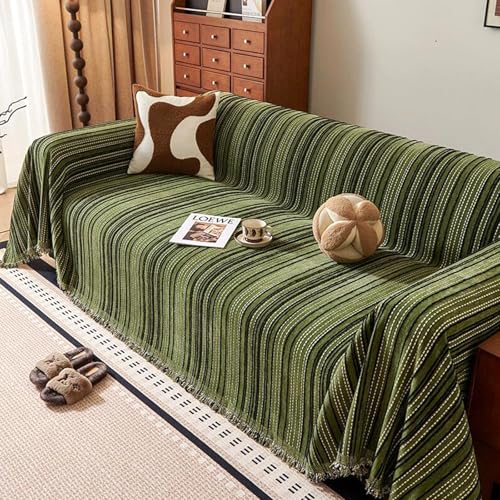 A/B-Seite Sofa üBerwurf Decke Chenille-Sofabezug FüR 1 2 3 4-Sitzer L U Form Couch üBerwurfe Mehrzweck Sofa üBerzug MöBel Decken FüR Schlafsofa/Strand Decke/Hund Katze Krabbeln(180X380cm,Green) von ZCXRYFL