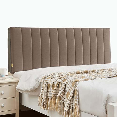 Plüsch Wasserfest Bettkopfteil Hussen, Stretch Bettkopfteil Bezug für King Doppel Einzel Bett Kopfteilschutz Staubdicht Abdeckung 3cm Dick Gestepptes Bett-Rückenlehnen-Schonbezug(190cm,Brown1) von ZCXRYFL