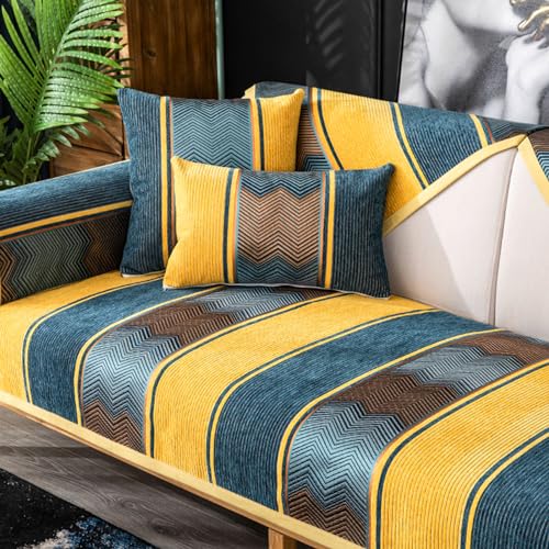 Rutschfest Couch/Sofa üBerwurf Decke 1 2 3 4 Sitzer Chenille Sofabezug FüR L/U-Form Leder Ecksofa Rebel Cat Kratzfester Couch üBerzug Mehrzweck Decken FüR Fensterbrett (Pillowcase：45X45cm,Yellow 2) von ZCXRYFL