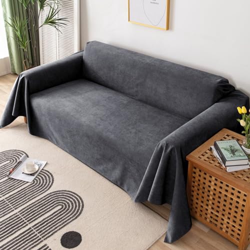 Sofabezug 1 2 3 4 Sitzer Rutschfester Sofa üBerwurfdecke FüR L/U-Form Couch Einfarbig Wasserdichter Sofabezug Multifunktionale üBerwurfe Decken FüR Sofas/Kratzfeste Katzenkrallen(180X130cm,Grey) von ZCXRYFL