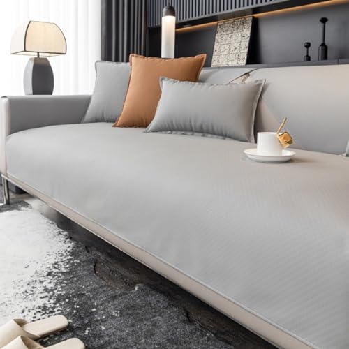Sofabezug Anti-Rutsch-Couch üBerzug In L/U-Form 1 2 3 4-Sitzer-Wasserdichter Sofa üBerwurf Decke FüR Leder/Holz/Stoff Sofa Katzen Kratzfeste Decken FüR Balkon, Kunstleder(Pillowcase：30X50cm,Grey) von ZCXRYFL