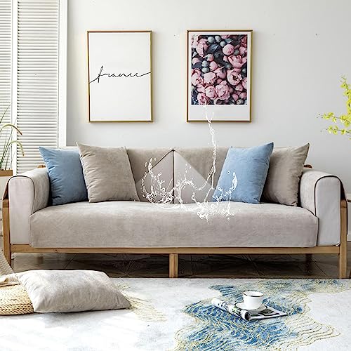 ZCXRYFL 1 2 3 4-Sitzer Sofabezug Wasserdichter Sofa üBerzug FüR L/U Sofa Universeller Rutschfester Couch üBerzug FüR Stoff-Leder Couch Baby-Krabbeldecke Katzen-Hunde Tagesdecke(70X90cm,Khaki) von ZCXRYFL