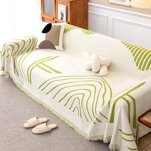 ZCXRYFL A/B-Wende Sofabezug L/U-Form Couch üBerzug Hause LuxuriöSer Chenille- Sofa üBerwurfdecke 1 2 3 4 Sitzer Sofa Chutz Mehrzweck-Sofa Decken FüR Lounge-Sessel, Waschbar(180X230cm,Green) von ZCXRYFL
