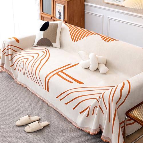 ZCXRYFL A/B-Wende Sofabezug L/U-Form Couch üBerzug Hause LuxuriöSer Chenille- Sofa üBerwurfdecke 1 2 3 4 Sitzer Sofa Chutz Mehrzweck-Sofa Decken FüR Lounge-Sessel, Waschbar(180X230cm,Orange) von ZCXRYFL