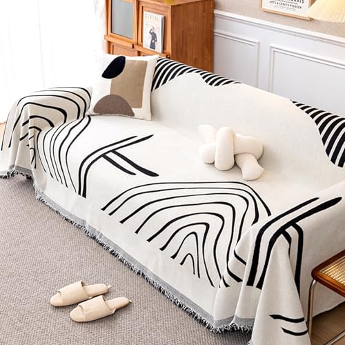 ZCXRYFL A/B-Wende Sofabezug L/U-Form Couch üBerzug Hause LuxuriöSer Chenille- Sofa üBerwurfdecke 1 2 3 4 Sitzer Sofa Chutz Mehrzweck-Sofa Decken FüR Lounge-Sessel, Waschbar(180X300cm,Black) von ZCXRYFL