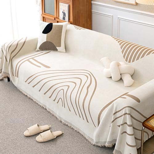ZCXRYFL A/B-Wende Sofabezug L/U-Form Couch üBerzug Hause LuxuriöSer Chenille- Sofa üBerwurfdecke 1 2 3 4 Sitzer Sofa Chutz Mehrzweck-Sofa Decken FüR Lounge-Sessel, Waschbar(180X360cm,Coffee) von ZCXRYFL