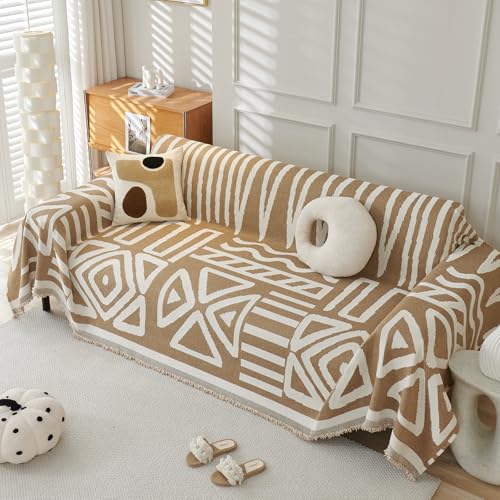 ZCXRYFL Boho-Sofabezug L/U-Form Couch üBerzug 1/2/3/4 Sitzer Chenille- Sofa üBerwurfdecke Mit Quasten Hause- Couch Chutz Mehrzweck-Sofa Decken FüR Haare Hund Katze Kratzer(180X280cm,A) von ZCXRYFL