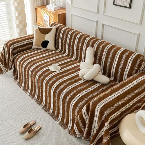 ZCXRYFL Chenille-Sofabezug 1 2 3 4-Sitzer Sofa üBerwurfe Decken L Form Eck-Universal Sofa Abdeckung Pet Rebel Couch üBerzug Mehrzweck Decke FüR Sofa Bett Strand Camping Nickerchen(180X130cm,Coffee) von ZCXRYFL