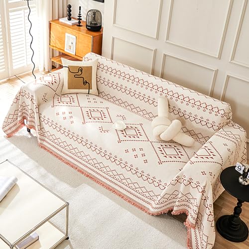 ZCXRYFL Couch üBerzug L/U-Form Sofabezug 1/2/3/4 Sitzer Chenille- Sofa üBerwurfdecke Mit Quasten Hause- Couch Chutz Mehrzweck-Sofa Decken FüR Alle Jahreszeiten Geeignet(180X340cm,Orange) von ZCXRYFL