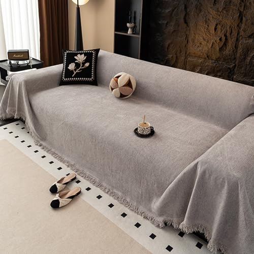 ZCXRYFL Couch üBerzug L/U-Form Sofabezug 1 2 3 4 Sitzer Chenille- Sofa ÜBerwurfe Decken Couch Chutz Mehrzweck-Sofa Decke FüR Haare Hund Katze Kratzer, Einfarbig Schlichter Stil(180X300cm,Grey) von ZCXRYFL